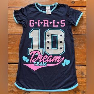 Angel Face Navy and Teal Top - Girls Size 6.  Long top or sleep shirt.